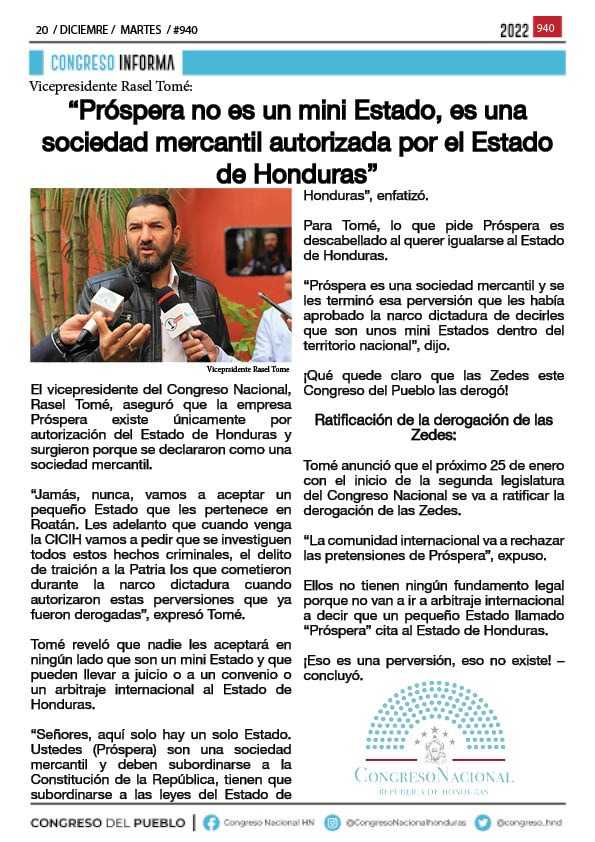 “Próspera no es un mini Estado, es una sociedad mercantil autorizada por el Estado de Honduras”